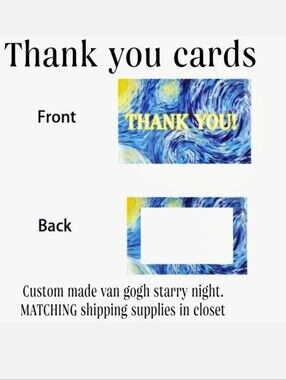 25 pk VAN Gogh THANK YOU CARD TO MATCH mailers. Self sealing + waterproof